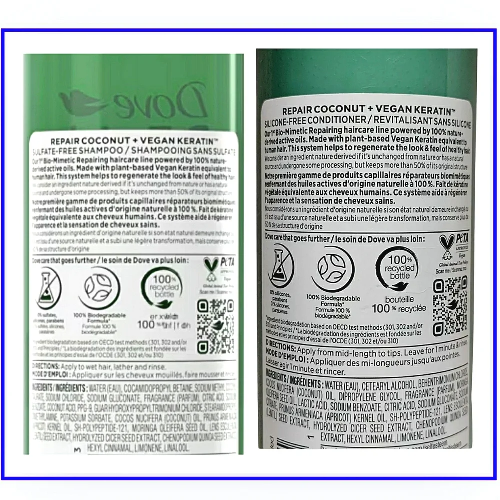 🔥2 SETS OF DOVE RE+AL SHAMPOO & CONDITIONER "REPAIR" - Picture 2 of 6